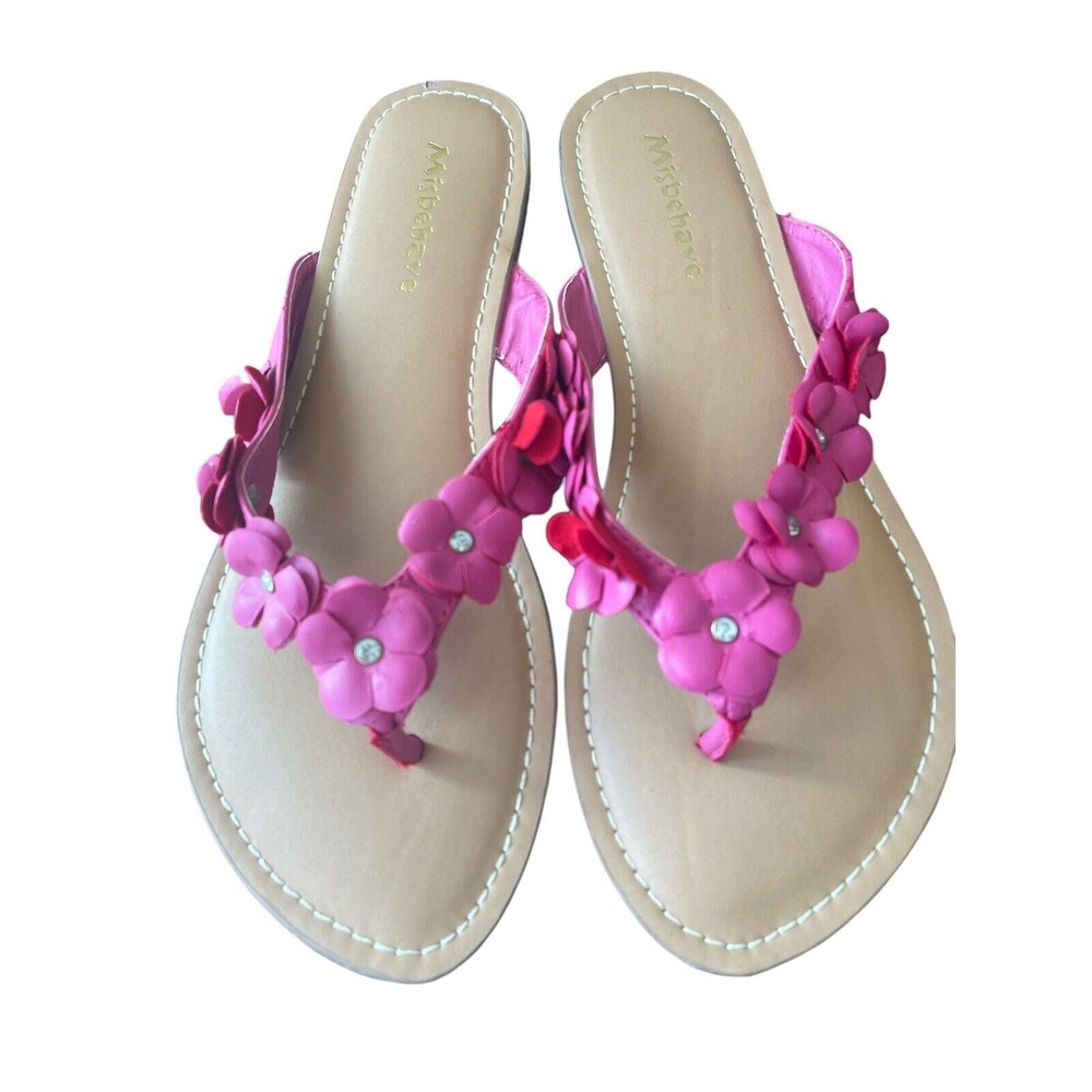 Misbehave Cesare 11 Fuchsia Flower Sandals Size 9 rhinestone fairy whimsical sum